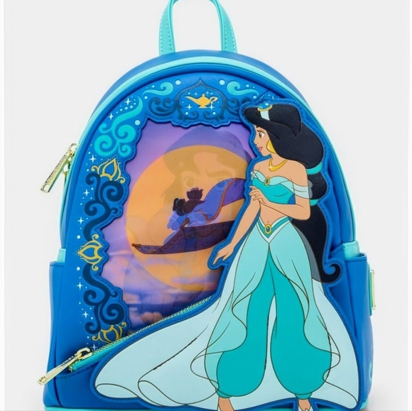 Loungefly Disney Aladdin Jasmine Lenticular Portrait Mini Backpack,wallet& Charm - Picture 11 of 17